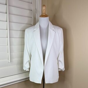 H&M White Open-Front Three-Quarter Sleeve Blazer